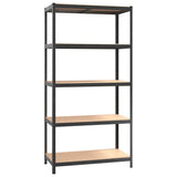 5-Layer Heavy-duty Shelves 2 pcs Grey Steel&Engineered Wood 3154204