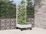 Garden Planter with Trellis&Wheels White 40 x 40 x 131.5 cm PP 3422918
