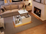 Lift Up Coffee Table Hidden Storage, High Gloss Centre Table with LED, Lifting Sofa Side Table, N605P356892W