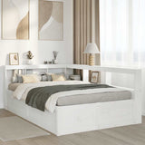 Bookcase Bed without Mattress White 140x190cm Solid Wood Pine 3324473