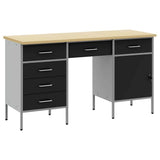 Work Cabinet with Drawer 3 pcs Black Engineered Wood and Steel 3321378