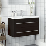 Bathroom Sink Cabinet with Built-in Basin Black 3278777