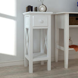 Side Table with Drawer White 241147