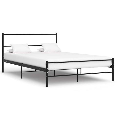 Bed Frame with Headboard without Mattress Black 140x200 cm Metal 286497