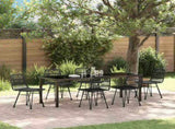 Garden Dining Set 7 pcs Black Powder-Coated Steel 3379203