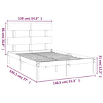 ZNTS Bed Frame without Mattress Grey 135x190 cm Double Solid Wood 3104650