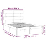 ZNTS Bed Frame without Mattress Grey 135x190 cm Double Solid Wood 3104650