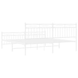 Metal Bed Frame without Mattress with Footboard White 183x213cm 373763