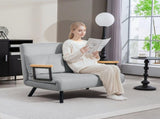 4-in-1 Velvet-Feel Double Sofa Bed, with Pillows - Light Grey T3398P328347