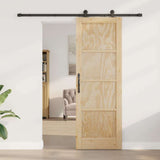 Sliding Door Natural and Black 73.5 x 211 cm Solid Pine Wood 3333356