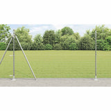 Fence Post with Concrete Base 13 pcs Silver Powder-Coated Steel 42004327