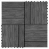 11 pcs Decking Tiles Deep Embossed WPC 30x30 cm 1 sqm Black 45036