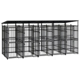 Outdoor Dog Kennel with Roof Steel 9.22 m 3097950