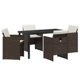 Garden Dining Set 5 pcs Brown Poly Rattan 3380602