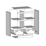 Highboard White 67x39x95 cm Steel 841804