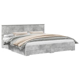 Bed Frame Concrete Grey 200 x 200 cm Engineered Wood 3410857