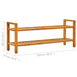 Shoe Rack Solid Oak Wood Compact Shoe Rack Rectangular Rustic 331748