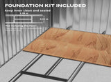 7 x 4ft Metal Garden Shed, Outdoor Storage Tool House with Ventilation Slots, Foundation Kit and T3398P313534