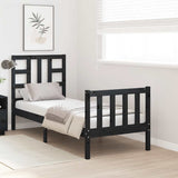 Bed Frame without Mattress Black Small Single Solid Wood Pine 3191935
