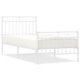 Metal Bed Frame without Mattress with Footboard White 90x190cm 373750
