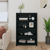 Book Cabinet Black 80x35x126 cm Solid Wood Pine 821688