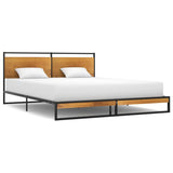 Bed Frame Black Powder-coated metal, MDF 140x200 Modern 324865