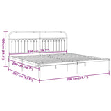 Metal Bed Frame without Mattress with Headboard White 200x200cm 376656