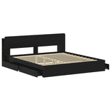 Bed Frame with Storage Black 200 x 200 cm Engineered Wood 3433605