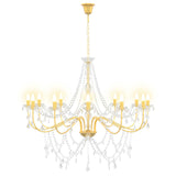 Adjustable Chandelier with Beads E14 Metal and Acrylic Gold 42053793