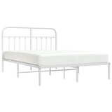 Bed Frame White Steel 140x190cm Bed Frame Rectangular 352627