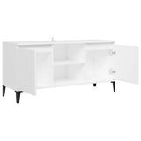 805968 TV Cabinet with Metal Legs White 103,5x35x50 cm