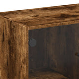 Side Cabinet with Glass Doors Smoked Oak 68x37x75.5 cm 836382
