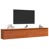 Wall Cabinet with Shelf Wall-mounted Wax Brown Solid Pine Wood 869862