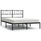 Metal Bed Frame without Mattress with Headboard Black 135x190cm 355462