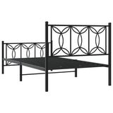 ZNTS Metal Bed Frame without Mattress with Footboard Black 100x190cm 376140