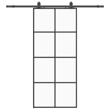 Sliding Door with Hardware Set Black 90x205 cm ESG Glass 3375864