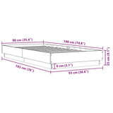 Bed Frame without Mattress Black 90x190 cm Single Engineered Wood 839631