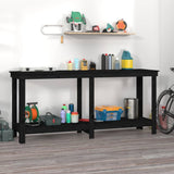Work Bench Black 180x50x80 cm Solid Wood Pine 822515