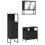 ZNTS 3 Piece Bathroom Furniture Set Black Engineered Wood 3214695