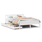 Bed Frame without Mattress White 150x200 cm King Size Solid Wood Pine 3301478