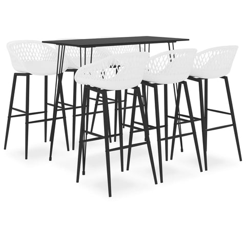 7 Piece Bar Set Black and White 3057390