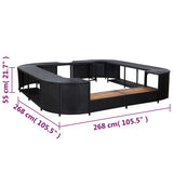 Square Spa Surround Black 268 x 268 x 55 cm Poly Rattan 46073