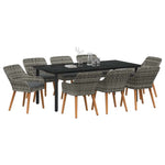 Garden Dining Set with Cushion 9 pcs Grey Poly Rattan 3261690