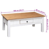 Coffee Table White 100x60x45 cm Solid Pine Wood Panama Range 282684