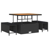 Garden Dining Set Black Poly Rattan 42007906