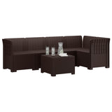 5-Seater Garden Sofa Rattan Look PP Brown 3444067