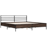 Bed Frame Brown oak Engineered wood, Metal, Plywood Double Modern 3280066