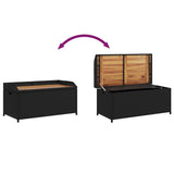 Storage Bench Black 100x50x52 cm Poly Rattan and Acacia Wood 365949