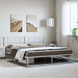 Bed Frame White Powder-Coated Steel Double Bed Frame 355321