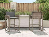 Garden Bar Stools 2 pcs Grey Poly Rattan 368704